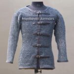 Chainmail Hauberk - 9MM Flat Ring Dome Riveted With Solid Ring Dark Gray