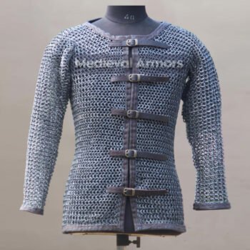 Chainmail Hauberk - 9MM Flat Ring Dome Riveted With Solid Ring Dark Gray