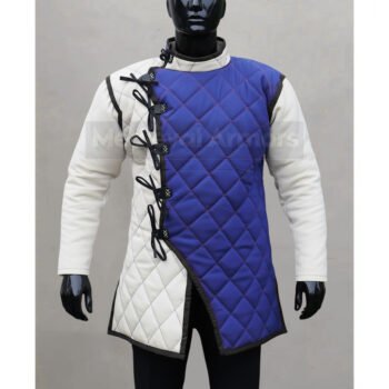 Medieval Padded Gambeson: White & Royal Blue Cotton Renfaire Costume