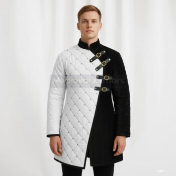 Medieval Gambeson Black with White Full Sleeves