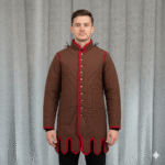 Medieval Gambeson Brown with Red Tim Detachable Sleeves