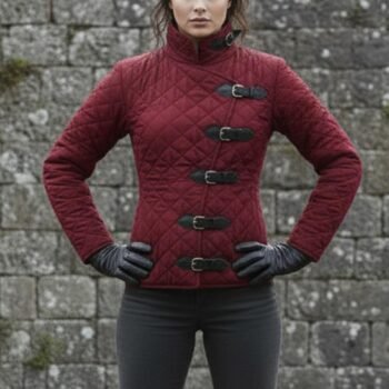 Medieval Gambeson Wine Color Short Size Full Sleeves