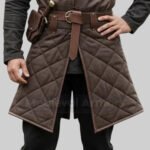 Medieval Padded Gambeson Skirt – Brown With Brown Leather Trim