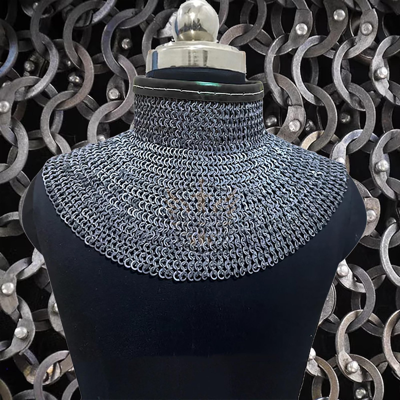 Titanium Chainmail Collar 9MM Flat Ring Riveted Every Rings